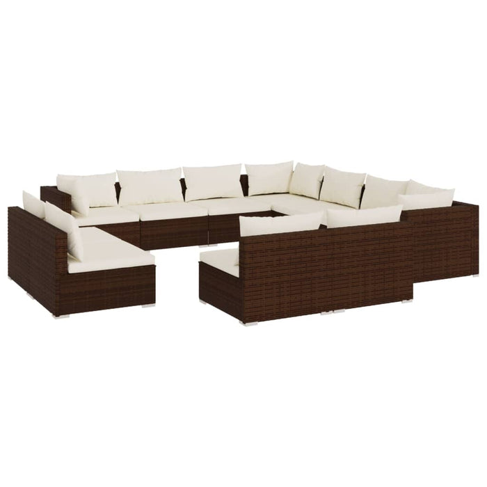 Set Divani da Giardino 11 pz con Cuscini in Polyrattan Marrone cod mxl 42514