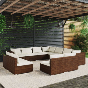 Set Divani da Giardino 11 pz con Cuscini in Polyrattan Marrone cod mxl 42514