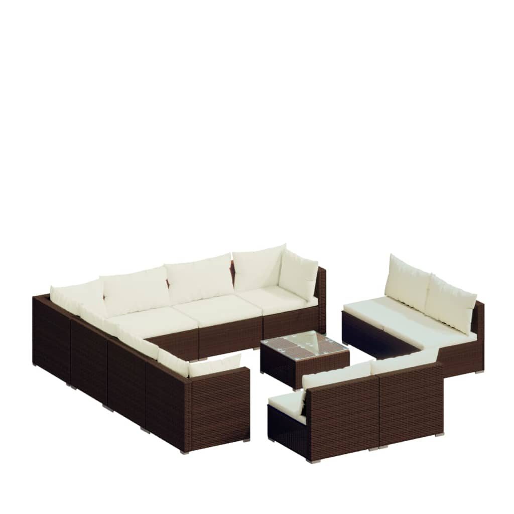 Set Divani da Giardino 12 pz con Cuscini in Polyrattan Marrone cod mxl 42492