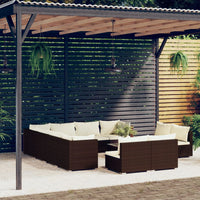 Set Divani da Giardino 12 pz con Cuscini in Polyrattan Marrone 3102834