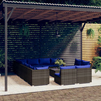 Set Divani da Giardino 13 pz con Cuscini in Polyrattan Grigio 3102854