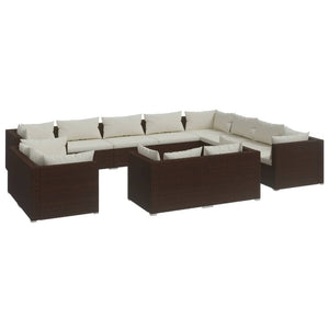 Set Divani da Giardino 12 pz con Cuscini in Polyrattan Marrone cod mxl 36182