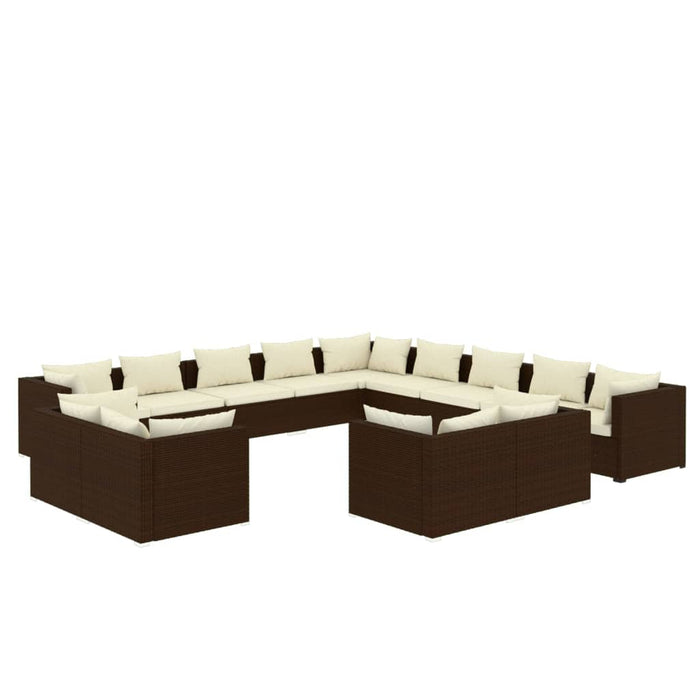 Set Divani da Giardino 13 pz con Cuscini in Polyrattan Marrone cod mxl 42458