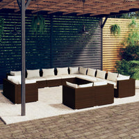 Set Divani da Giardino 13 pz con Cuscini in Polyrattan Marrone cod mxl 42458