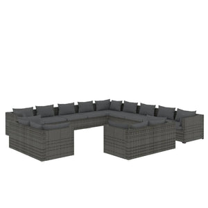 Set Divani da Giardino 13 pz con Cuscini in Polyrattan Grigio 3102909