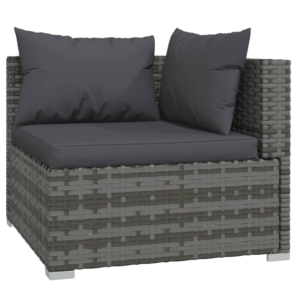 Set Divani da Giardino 13 pz con Cuscini in Polyrattan Grigio 3102909