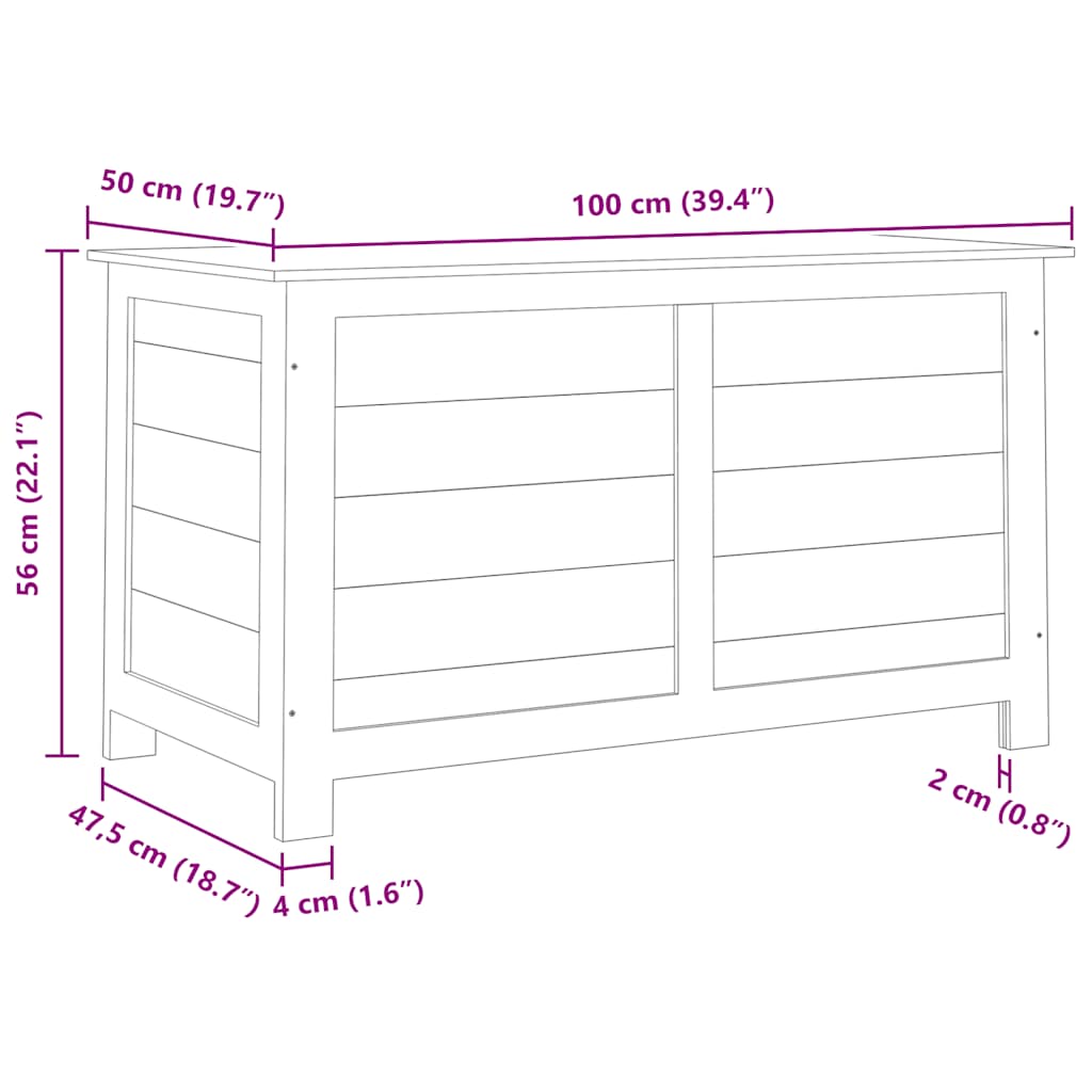 Scatola Cuscini Esterno Bianco 100x50x56cm Legno Massello Abete 152167