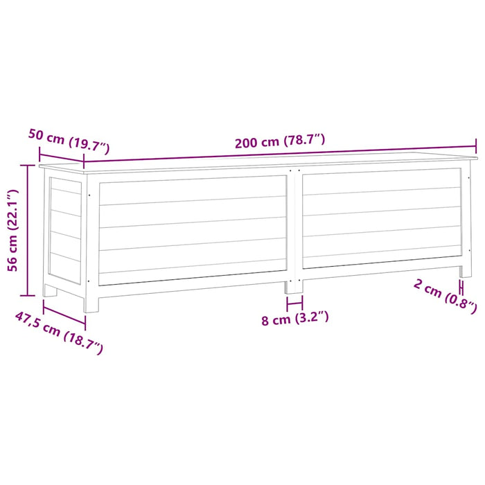 Scatola Esterni Cuscini Marrone 200x50x56 Legno Massello Abete 152177
