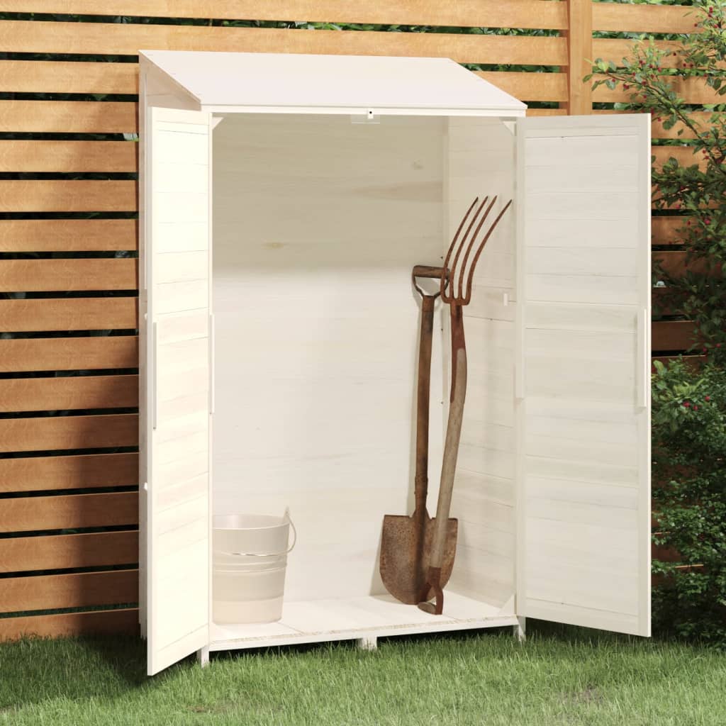 Capanno da Giardino Bianco 102x52x174,5 cm Legno Massello Abete 152191