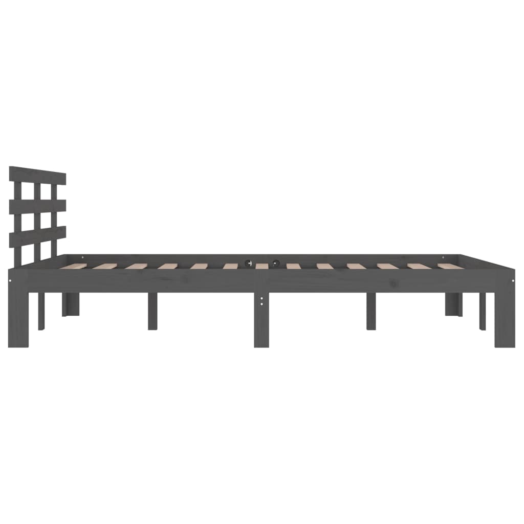 Giroletto-Struttura Letto Grigio in Legno Massello 200x200 cm 470217