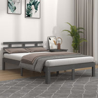 Giroletto-Struttura Letto Grigio in Legno Massello 200x200 cm 470217