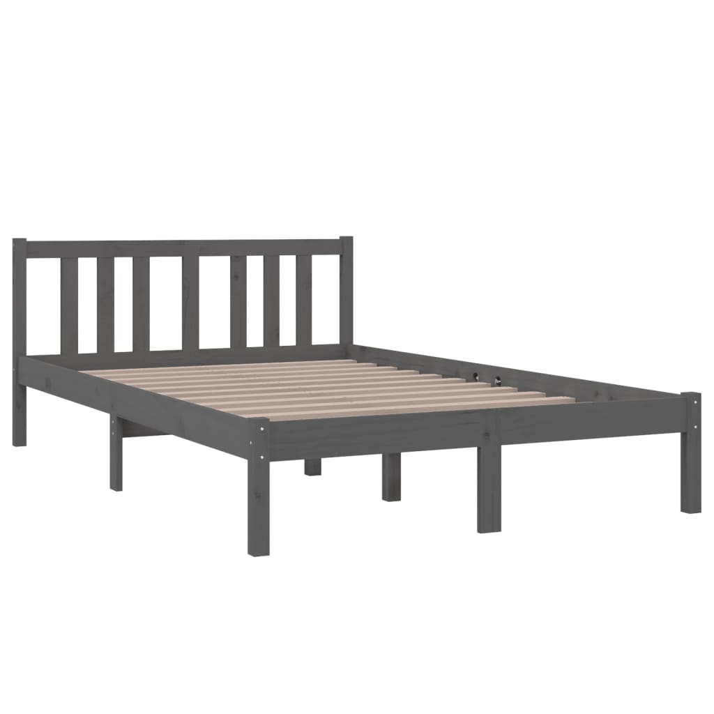 Giroletto-Struttura Letto Grigio in Legno Massello 120x200 cm 666233
