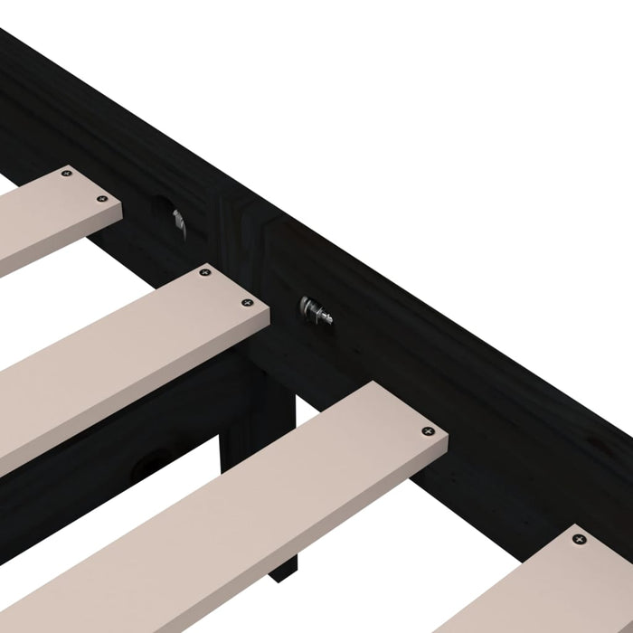 Giroletto-Struttura Letto Nero in Legno Massello 150x200 cm King Size 885199