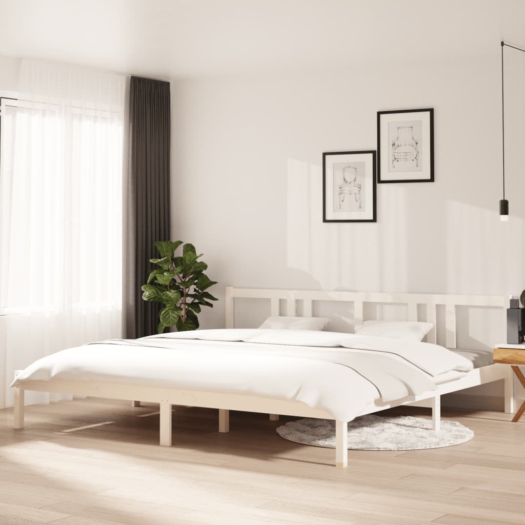 Giroletto-Struttura Letto Bianco in Legno Massello 200x200 cm 583563