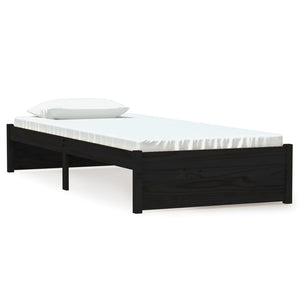 Giroletto-Struttura Letto in Legno Massello Nero 75x190 cm Small Single 488881
