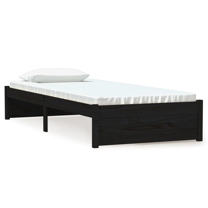 Giroletto-Struttura Letto in Legno Massello Nero 75x190 cm Small Single 488881