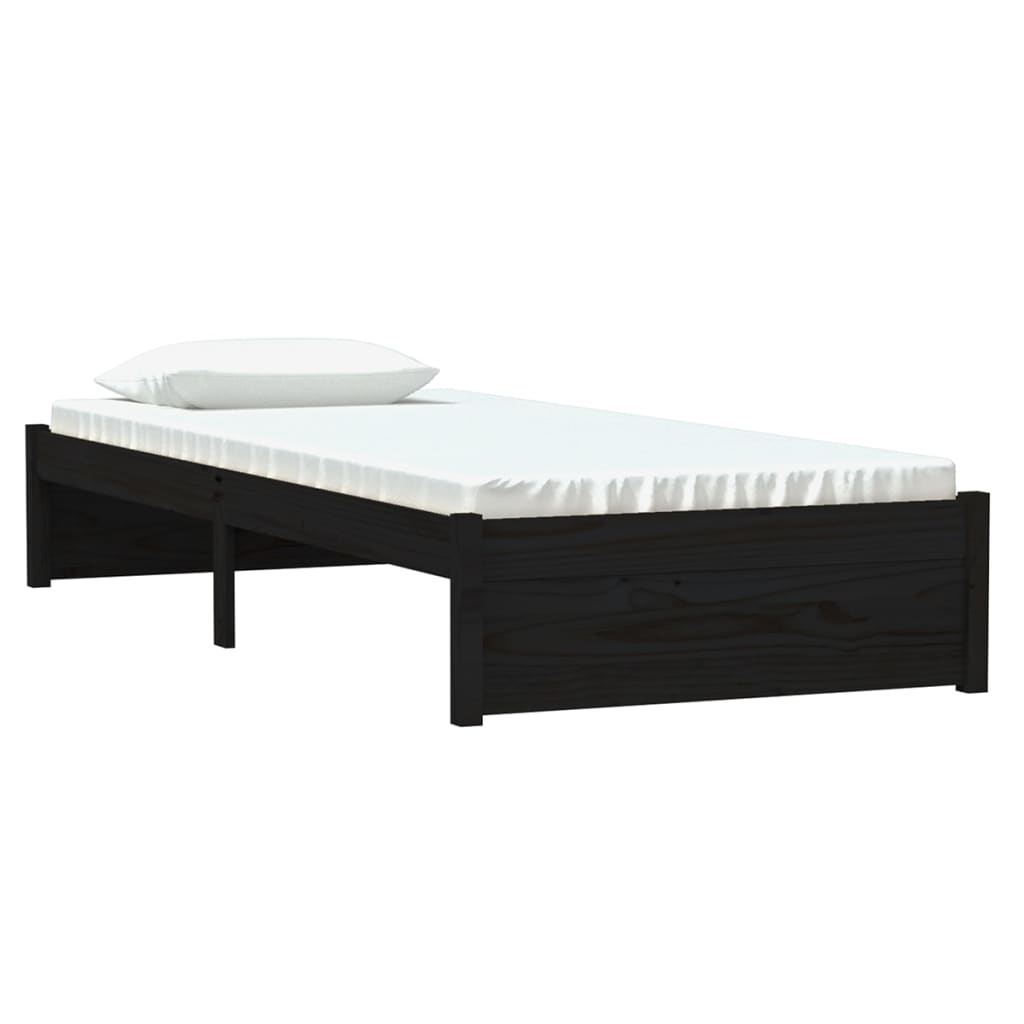 Giroletto-Struttura Letto in Legno Massello Nero 75x190 cm Small Single 488881