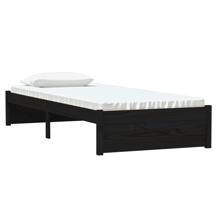 Giroletto-Struttura Letto in Legno Massello Nero 75x190 cm Small Single 488881