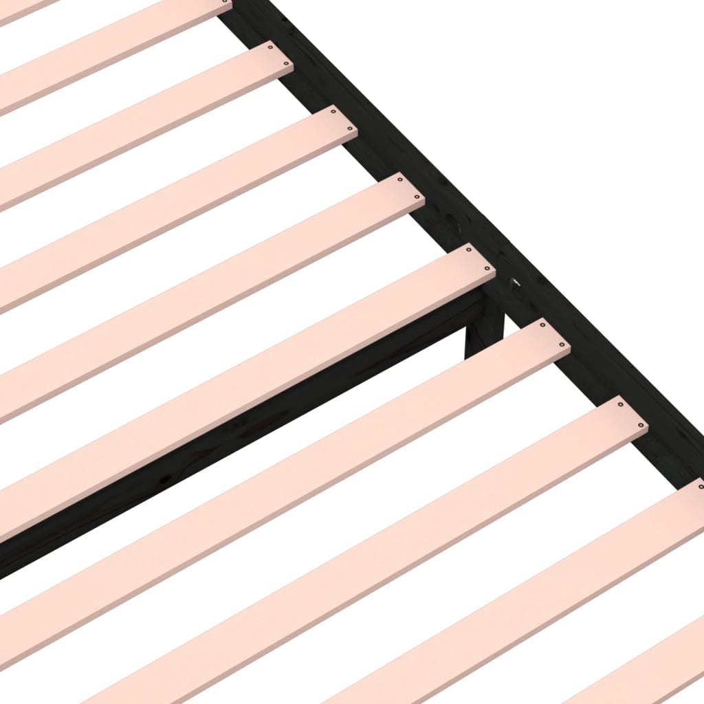 Giroletto-Struttura Letto in Legno Massello Nero 75x190 cm Small Single 488881