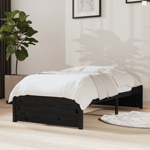 Giroletto-Struttura Letto in Legno Massello Nero 75x190 cm Small Single 488881