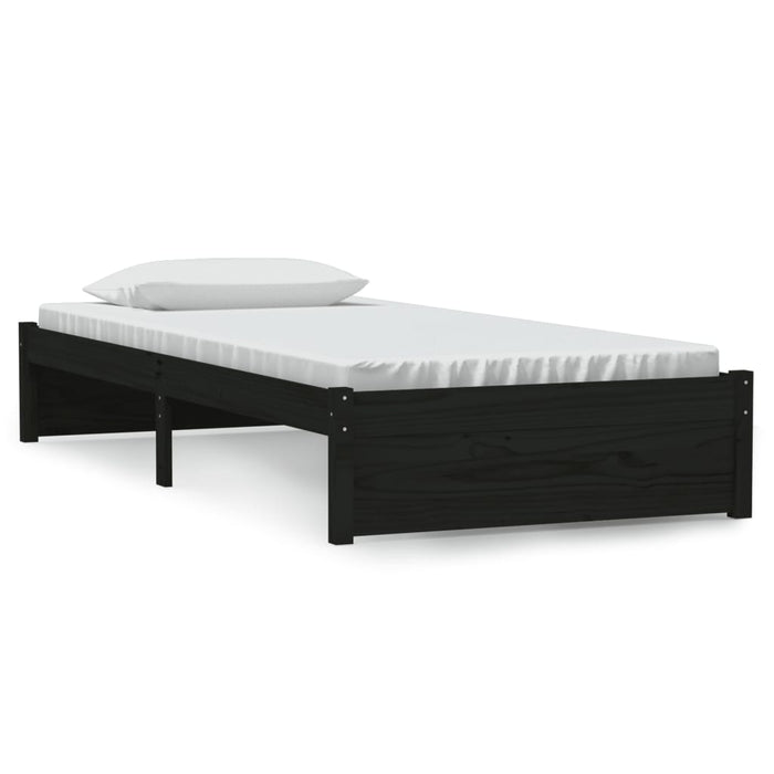 Giroletto-Struttura Letto Nero in Legno Massello 90x190 cm Single