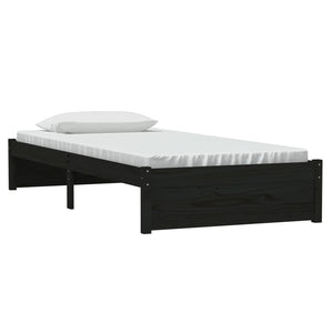 Giroletto-Struttura Letto Nero in Legno Massello 90x190 cm Single
