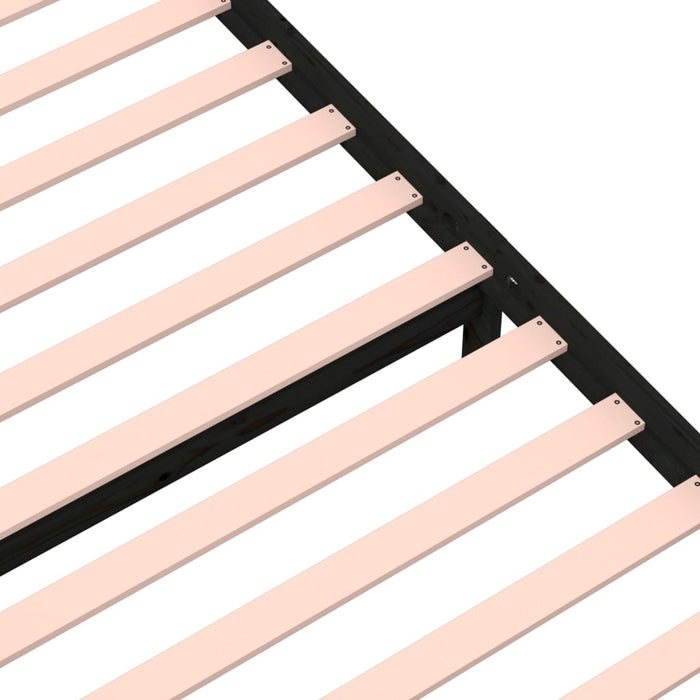 Giroletto-Struttura Letto Nero in Legno Massello 90x190 cm Single