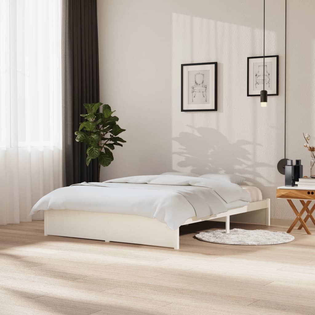 Giroletto-Struttura Letto Bianco in Legno Massello 150x200 cm King Size 885924