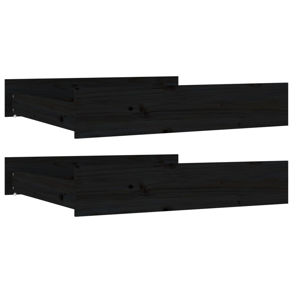 Cassetti per Letto 2 pz in Legno Massello di Pino Nero cod mxl 73236