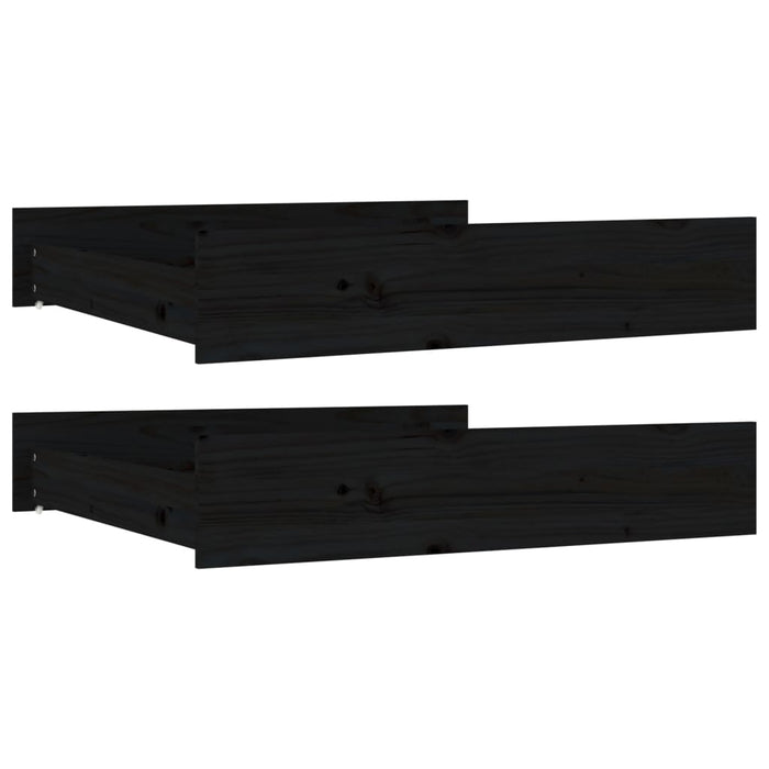 Cassetti per Letto 2 pz in Legno Massello di Pino Nero 814988