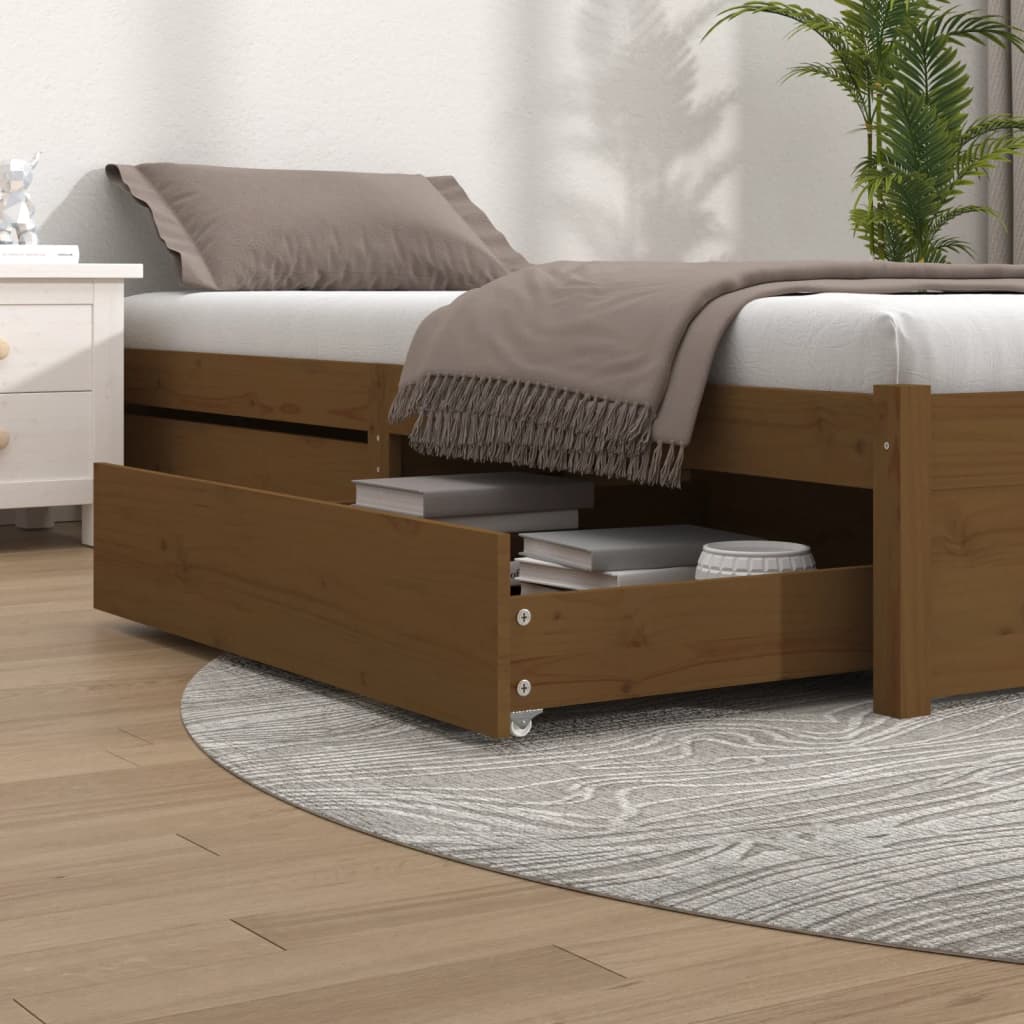 Cassetti per Letto 2pz Marrone Ambra in Legno Massello di Pino 814992