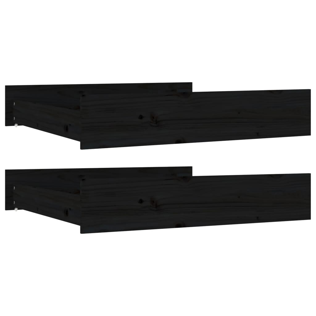 Cassetti per Letto 2 pz in Legno Massello di Pino Nero cod mxl 77333
