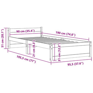 Giroletto Bianco in Legno Massello 90x190 cm Single 815010