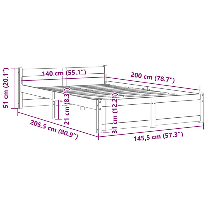 Giroletto Bianco in Legno Massello 140x200 cm 815045
