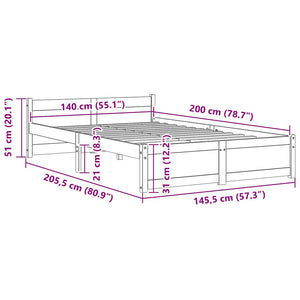 Giroletto Nero in Legno Massello 140x200 cm 815048