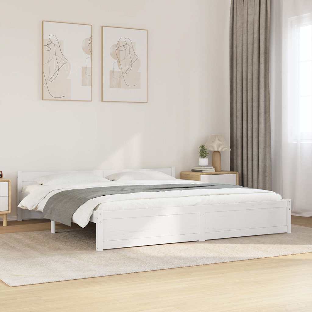 Giroletto-Struttura Letto Bianco in Legno Massello 180x200 cm Super King 107003