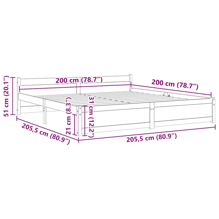 Giroletto senza Materaso Ambra in Legno Massello 200x200 cm 815067