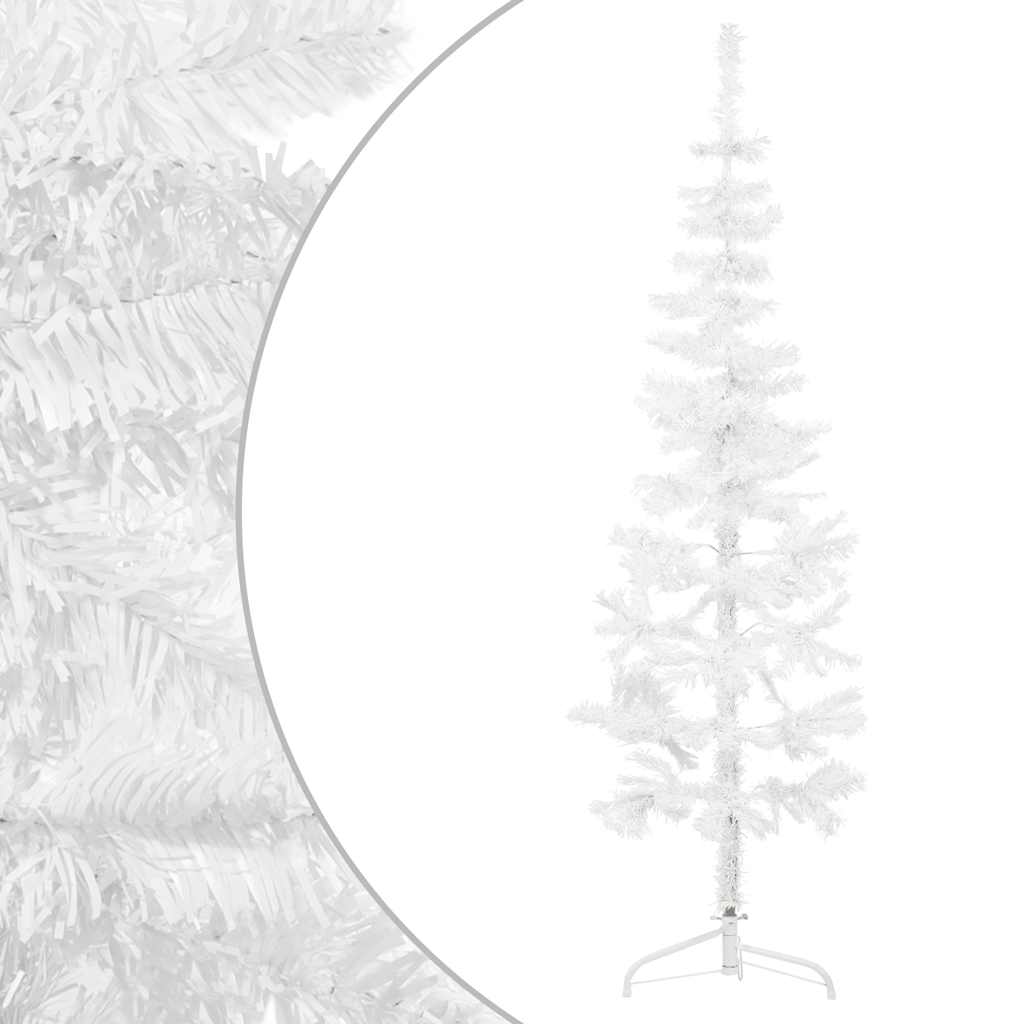 Albero Natale Artificiale Sottile a Metà Supporto Bianco 120 cm 344564