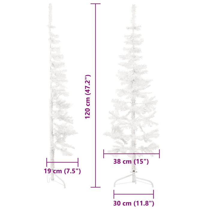Albero Natale Artificiale Sottile a Met¨¤ Supporto-Albero Natalizio Bianco 120 cm