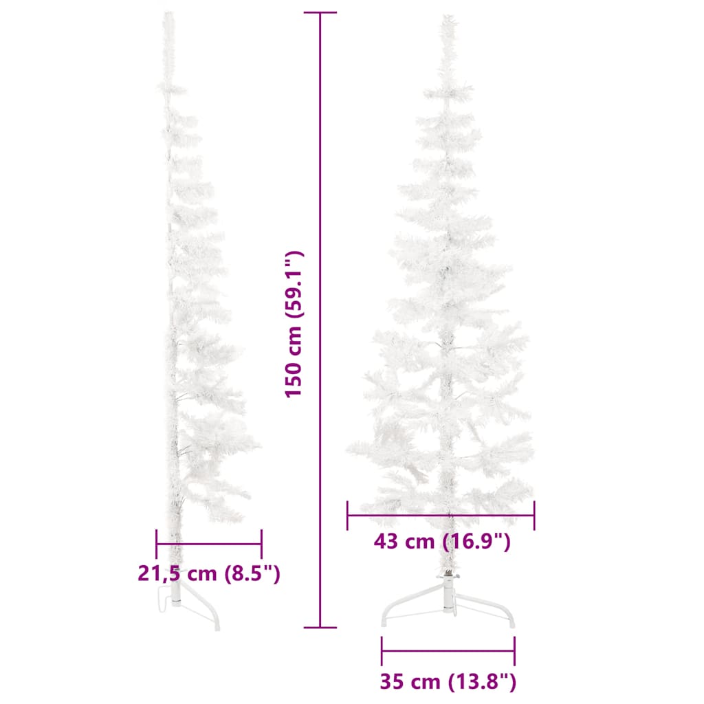 Albero Natale Artificiale Sottile a MetÃ  Supporto Bianco 150 cm