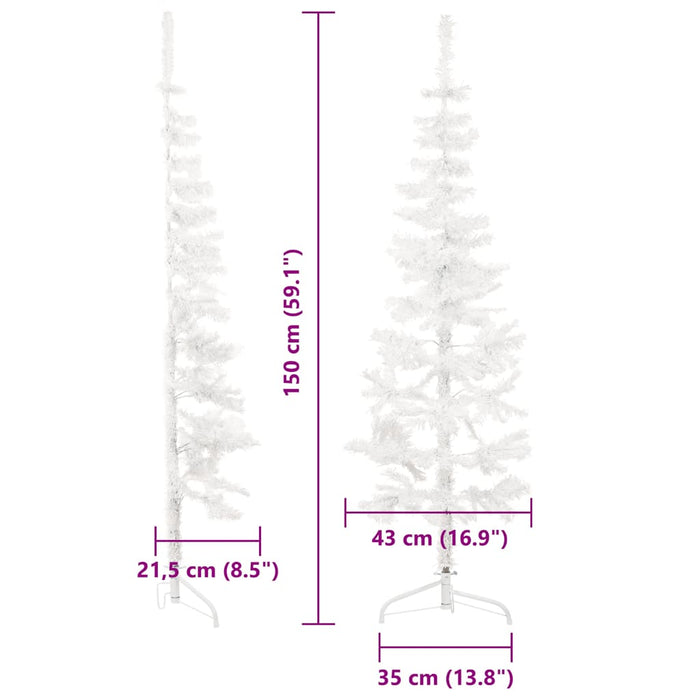 Albero Natale Artificiale Sottile a Metà Supporto Bianco 150 cm 344565