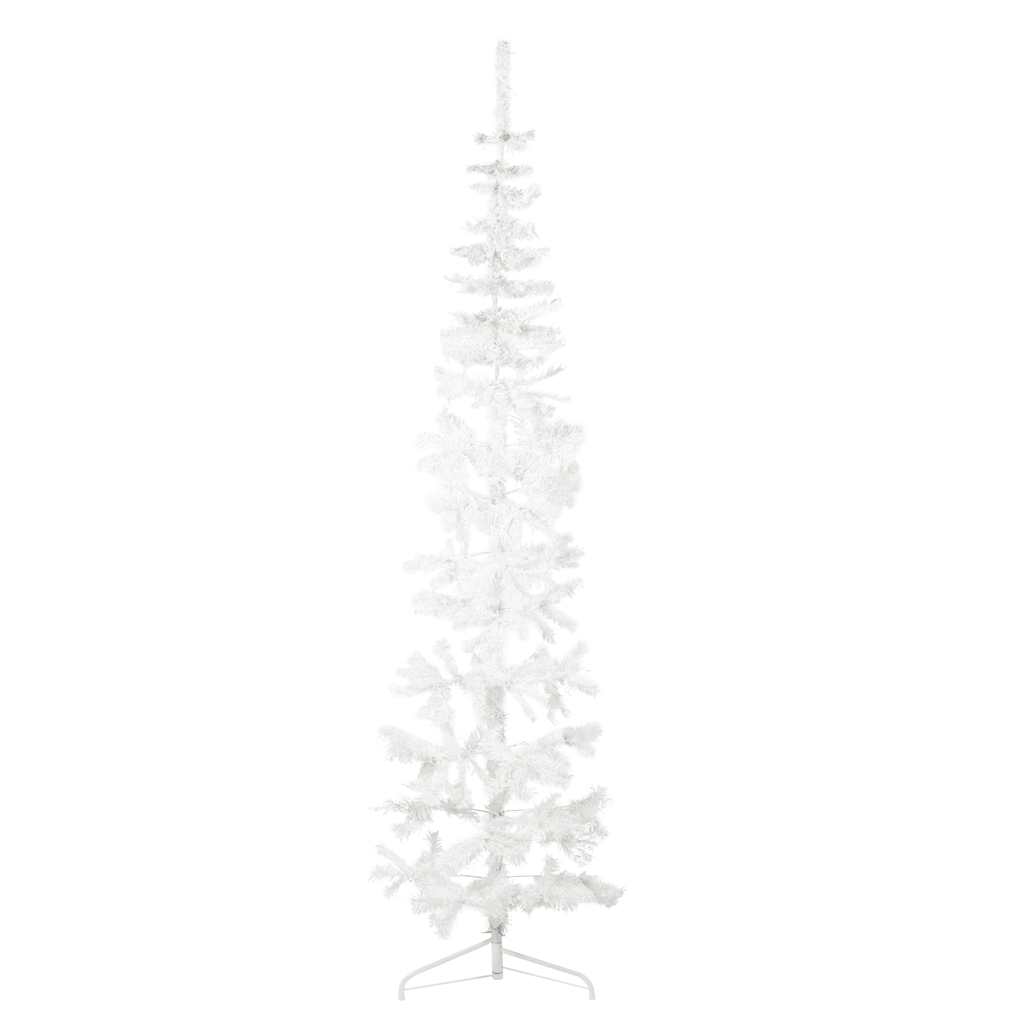 Albero Natale Artificiale Sottile a MetÃ  Supporto Bianco 210 cm