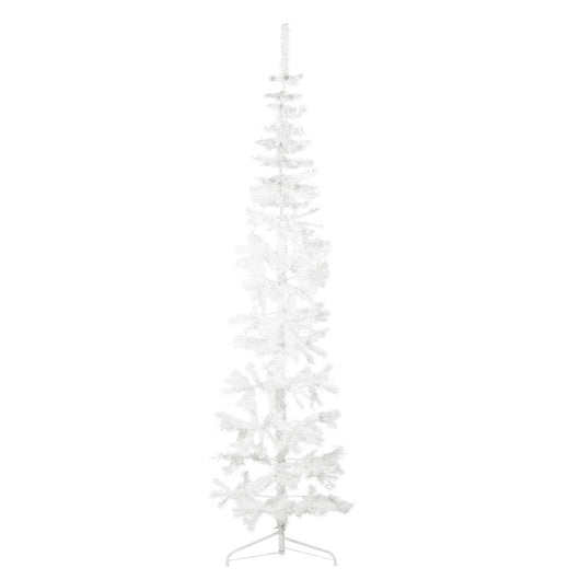 Albero Natale Artificiale Sottile a MetÃ  Supporto Bianco 210 cm