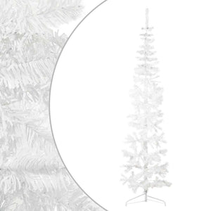 Albero Natale Artificiale Sottile a Metà Supporto Bianco 210 cm 344567