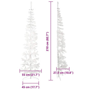 Albero Natale Artificiale Sottile a Metà Supporto Bianco 210 cm 344567