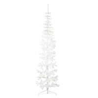 Albero Natale Artificiale Sottile a MetÃ  Supporto Bianco 210 cm