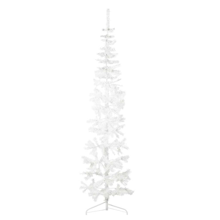 Albero Natale Artificiale Sottile a MetÃ  Supporto Bianco 210 cm