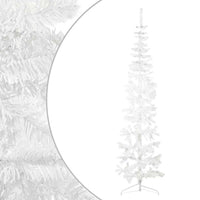 Albero Natale Artificiale Sottile a Met¨¤ Supporto-Albero Natalizio Bianco 240 cm