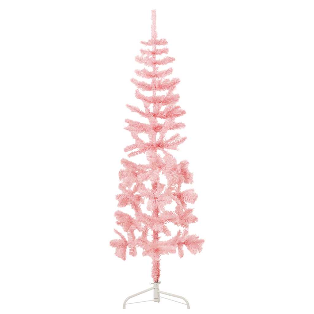 Albero Natale Artificiale Sottile a MetÃ  e Supporto Rosa 120 cm cod mxl 13658