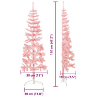 Albero Natale Artificiale Sottile a Metà e Supporto Rosa 120 cm 344569